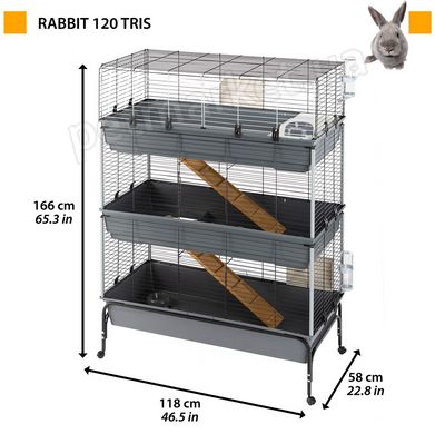 Ferplast RABBIT 120 TRIS - трехэтажная клетка на подставке для кроликов % Petmarket