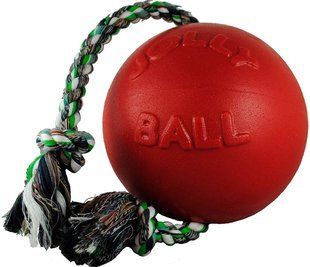 Jolly Pets Romp-n-Roll - м'яч з канатом для собак - Червоний, 16 см Petmarket
