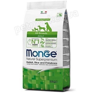 Monge ALL BREEDS Adult Rabbit, Rice & Potatoes - корм для собак (кролик/рис/картопля) - 15 кг % Petmarket