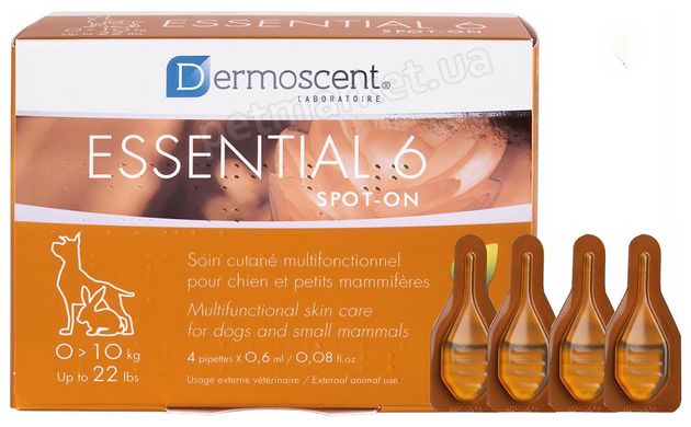 Dermoscent ESSENTIAL-6 Spot-On Skin Care - краплі на холку для відновлення шкіри та шерсті собак 20-40 кг Petmarket