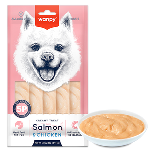 Wanpy Creamy Lickable Treat Salmon & Chicken - кремовое лакомство для собак (лосось/курица) Petmarket
