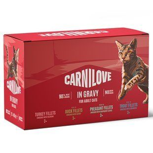 Carnilove Gravy Multipack - Набір Мультипак 4 смаки - вологий корм для котів (індичка/качка/фазан/форель) - 12х85 г Petmarket