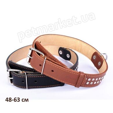 Collar СТРАЗЫ - двойной кожаный ошейник для собак - 38-50 см, Черный % РАСПРОДАЖА Petmarket