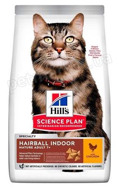 Hill's Science Plan MATURE ADULT 7+ Hairball & Indoor - корм для виведення шерсті у котів від 7 років (курка) Petmarket