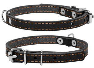 Collar ОДИНАРНИЙ шкіряний нашийник для собак - 47-62 см, Коричневий Petmarket