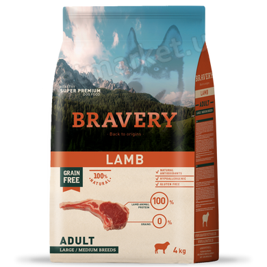 Bravery Lamb Large/Medium сухой корм для собак средних и крупных пород (ягненок) Petmarket