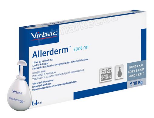 Virbac Allerderm Spot-on - краплі для лікування дерматитів у собак понад 10 кг - 6 шт. % Petmarket