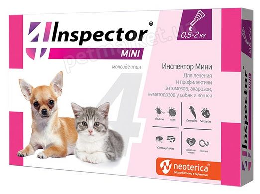 Inspector MINI - краплі від зовнішніх і внутрішніх паразитів для собак і котів 0,5-2 кг - 1 піпетка Petmarket
