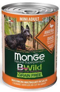 Monge Dog Bwild Mini Adult - консерви для собак маленьких порід (качка/гарбуз/цукіні) Petmarket