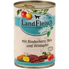 LandFleisch RINDERHERZ, REIS & WILDAPFEL MIT FRISCHGEMUSE - консервы для собак (говяжье сердце/рис/дикое яблоко) - 400 г % Petmarket