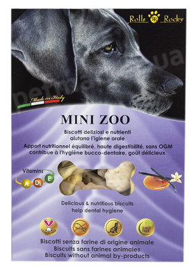 Rolls Rocky Печенье для собак Mini zoo mix со вкусом ванили и карамели, 300 г Petmarket