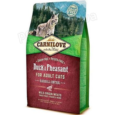 Carnilove Hairball Control Duck & Pheasant беззерновий корм для кішок виведення шерсті (качка/фазан) - 6 кг Petmarket