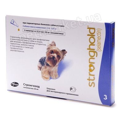 Stronghold - Стронгхолд - краплі від зовнішніх і внутрішніх паразитів для собак 2.6-5 кг - 1 піпетка %. Petmarket