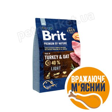 Brit Premium LIGHT Turkey & Oat - корм для собак з надмірною вагою (індичка/овес) - 15 кг Petmarket
