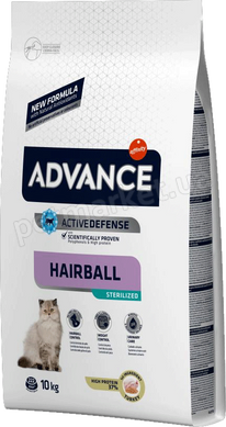 Advance HAIRBALL Sterilized - корм для выведения шерсти у стерилизованных котов и кошек - 10 кг Petmarket