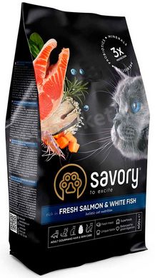 Savory Hair & Skin Salmon & White Fish - корм для кожи и шерсти кошек (лосось/белая рыба) - 8 кг Petmarket