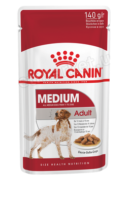 Royal Canin Medium ADULT - консервы для собак средних пород (кусочки в соусе) - 140 г Petmarket