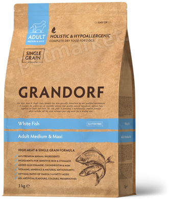 Grandorf Adult Medium & Maxi Breeds White Fish - корм для собак всіх порід (біла риба) Petmarket