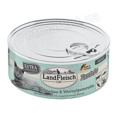 LandFleisch PASTETE RIND MIT KABELJAU & WURZELPETERSILIE - консервы для кошек (говядина/треска/петрушка) - 100 г Petmarket