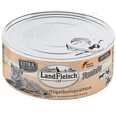 LandFleisch KITTEN PASTETE RIND & GEFLUGELKOMPOSITION - консервы для котят (говядина/мясо птицы) - 195 г % Petmarket