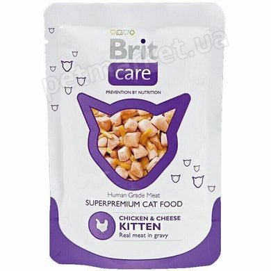 Brit Care Cat CHICKEN & CHEESE KITTEN pouch - вологий корм для кошенят (курка/сир) Petmarket