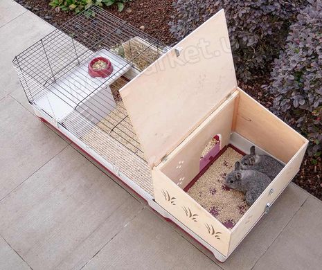 Ferplast KROLIK 140 Plus - клетка с деревянным домиком для кроликов % Petmarket