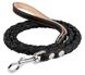 Collar ПЛЕТЕНЫЙ кожаный поводок со вставкой для собак - 15 мм, Черный % РАСПРОДАЖА
