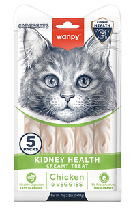 Wanpy Functional Creamy Lickable Treat Kidney Health Chicken & Veggies - жидкое лакомство для здоровья почек кошек (курица/овощи) Petmarket