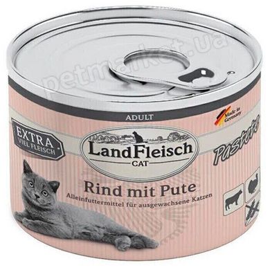 LandFleisch PASTETE RIND MIT PUTE - консервы для кошек (говядина/индейка) - 195 г % Petmarket