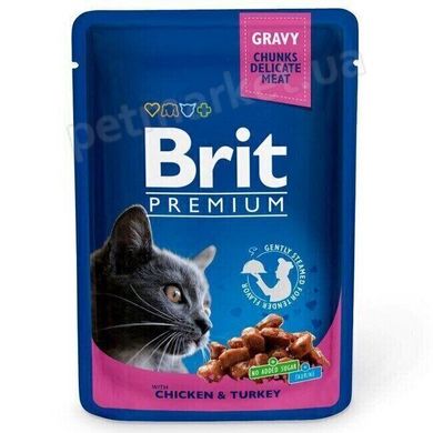 Brit Premium Cat CHICKEN & TURKEY - влажный корм для кошек (курица/индейка) - 100 г х24 шт Petmarket