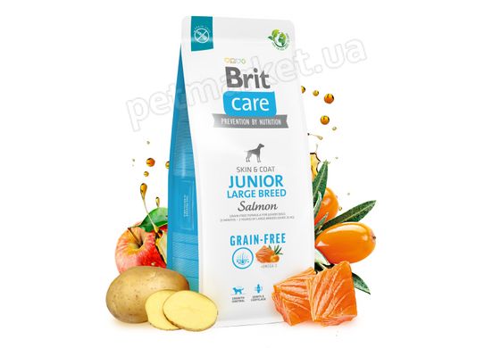 Brit Care Dog Grain-free Junior Large беззерновий корм для молодих собак великих порід (лосось), 12 кг. Petmarket
