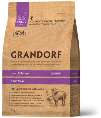 Grandorf MAXI ADULT Lamb & Turkey - корм для взрослых собак крупных пород (ягненок/индейка) - 3 кг % Petmarket