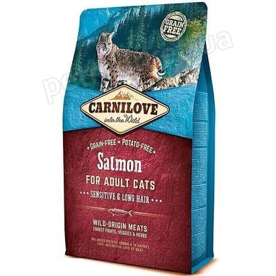 Carnilove SALMON Adult Cats - беззерновой корм для кошек с чувствительным пищеварением и длинношерстных кошек (лосось) - 6 кг Petmarket