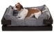 Harley and Cho DREAMER Wood Brown + Gray Velvet - деревянная кровать с вельветовой лежанкой для собак - XXL 120х80 см