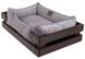 Harley and Cho DREAMER Wood Brown + Gray Velvet - дерев'яне ліжко з вельветовою лежанкою для собак - XXL 120х80 см