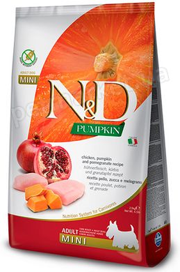 N&D Pumpkin Adult Mini Chicken & Pomegranate беззерновой корм для собак мини пород (курица/гранат) - 7 кг Petmarket