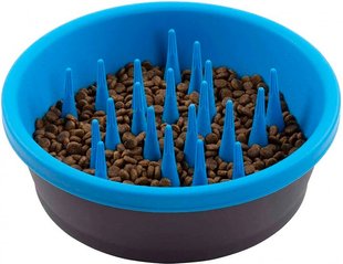 Dexas SLOW FEEDER DOG BOWL - силіконова миска для повільного годування собак - Темно-сірий/блакитний Petmarket