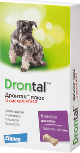 Bayer Дронтал Плюс - антигельмінтик для собак (зі смаком м'яса) - 1 таблетка % Petmarket