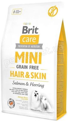 Brit Care Grain Free MINI Hair & Skin - беззерновий корм для довгошерстих собак міні порід (лосось/оселедець) - 2 кг Petmarket