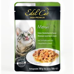 Edel Cat ИНДЕЙКА/УТКА - консервы для кошек (кусочки в соусе) 100 г Petmarket