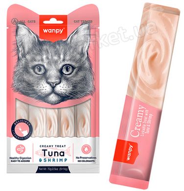 Wanpy Creamy Lickable Treats Tuna & Shrimp - рідкі ласощі з тунцем і креветками для котів Petmarket