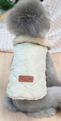 Dobaz Witty тепла стьобана куртка з хутром для собак - S, Бежевий % Petmarket