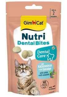 GimCat Nutri Dental Bites - лакомства для здоровья зубов кошек - 40 г Petmarket