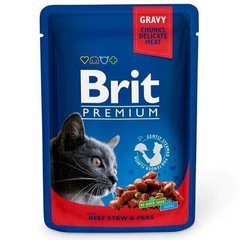 Brit Premium Cat BEEF STEW & PEAS - вологий корм для кішок (яловичина/горошок) - 100 г х 24 шт Petmarket