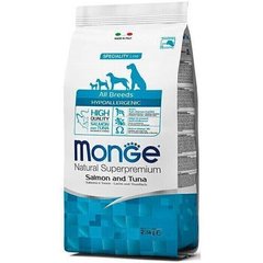 Monge ALL BREEDS Adult Hypoallergenic Salmon & Tuna - гипоаллергенный корм для собак (лосось/тунец) - 15 кг % Petmarket