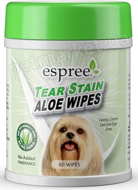 Espree TEAR STAIN Aloe Wipes - серветки для догляду за шерстю навколо очей собак - 60 шт. Petmarket