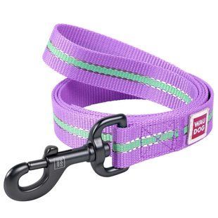 Collar WAUDOG Nylon - світлонакопичувальний поводок для собак - 122 см/20 мм, Фіолетовий Petmarket