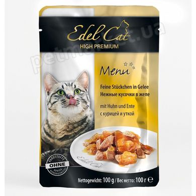 Edel Cat КУРИЦА/УТКА - консервы для кошек (кусочки в желе) 100 г Petmarket