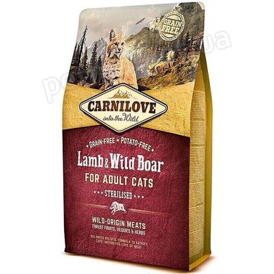 Carnilove Lamb & Wild Boar Sterilised - корм для стерилізованих кішок і котів (ягня/дикий кабан) - 6 кг Petmarket
