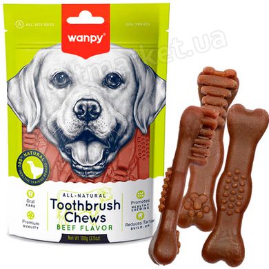 Wanpy Toothbrush Chews Beef - Зубна щітка - жувальні ласощі зі смаком яловичини для собак Petmarket
